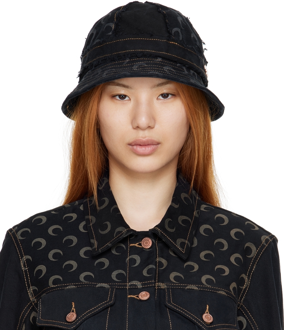 Black Denim Moon Bell Bucket Hat