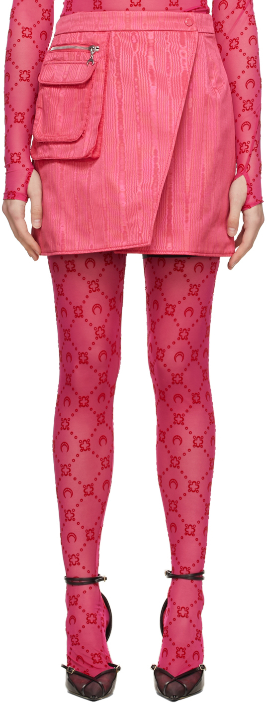 Pink Polyester Mini Skirt