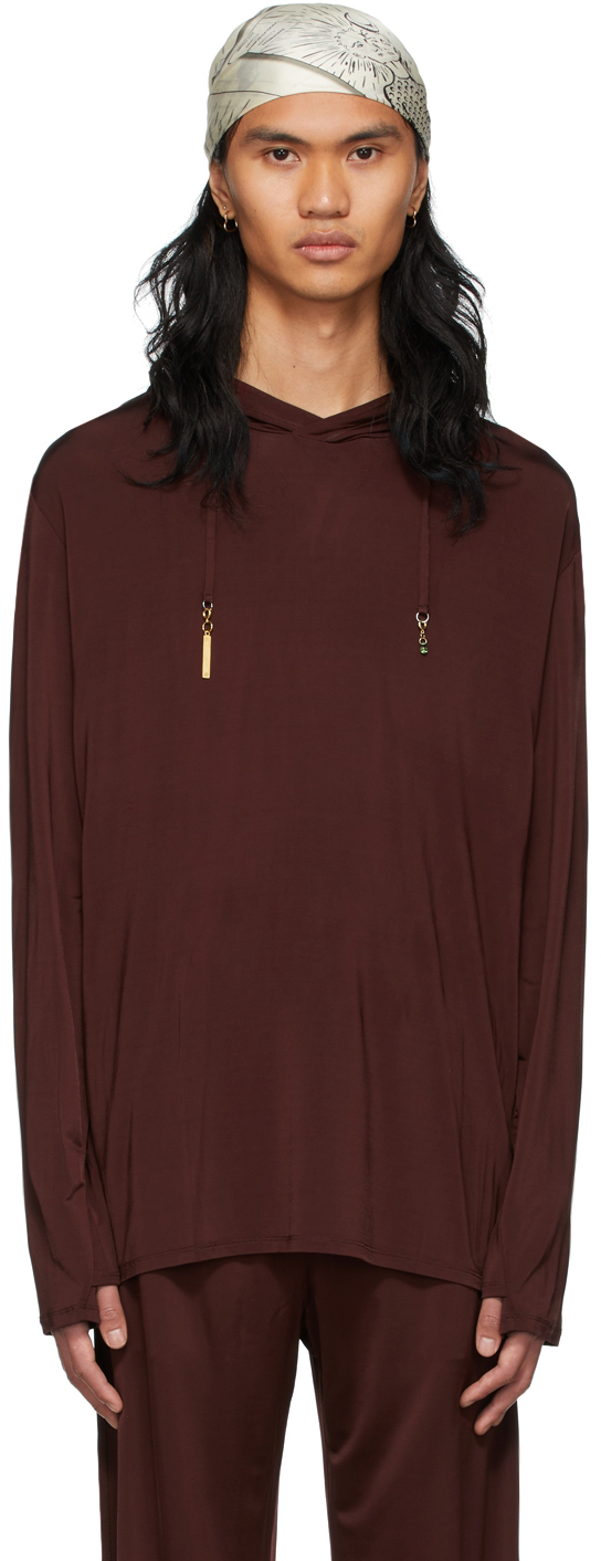 Brown Viscose Hoodie