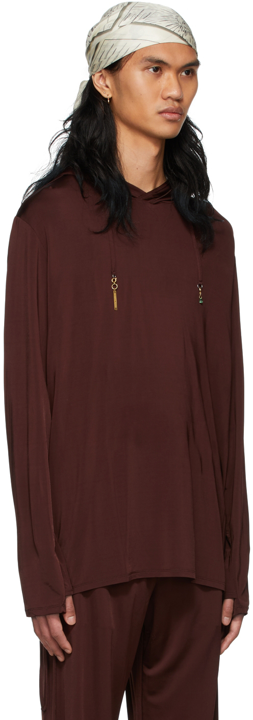 MARINE SERRE BROWN VISCOSE HOODIE