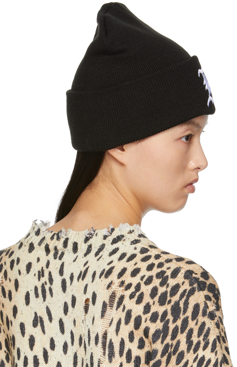 R13 Black Logo Skully Beanie