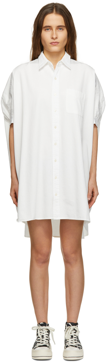 White Boxy Button-Up Dress by R13 on Sale