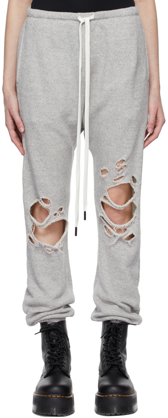 R13 Grey Shredded Knee Lounge Pants