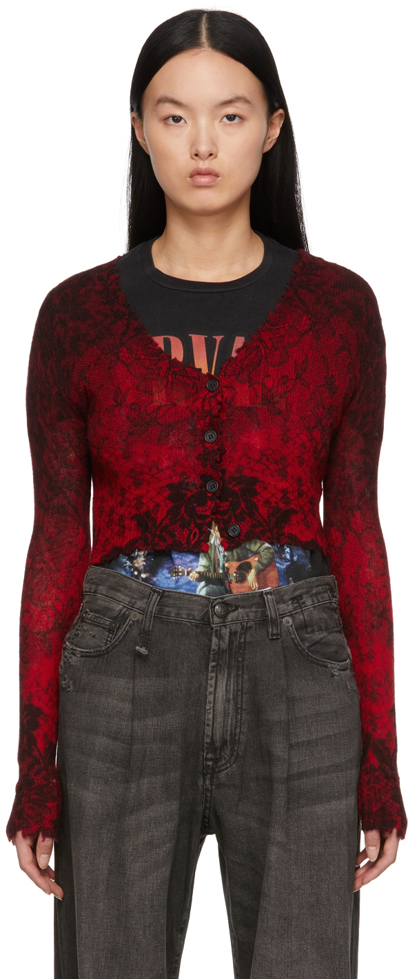 R13 Red Baby Lace Cardigan