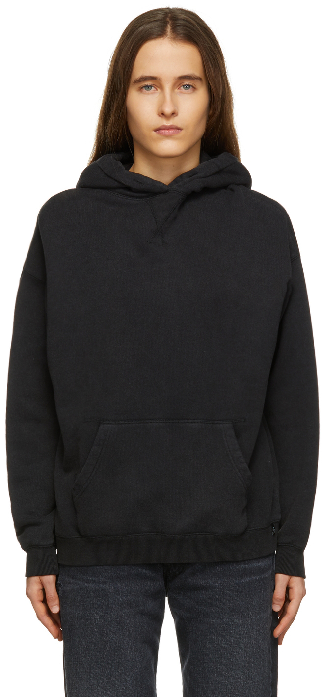 Black Gathered Hood Oversized Hoodie by R13 on Sale