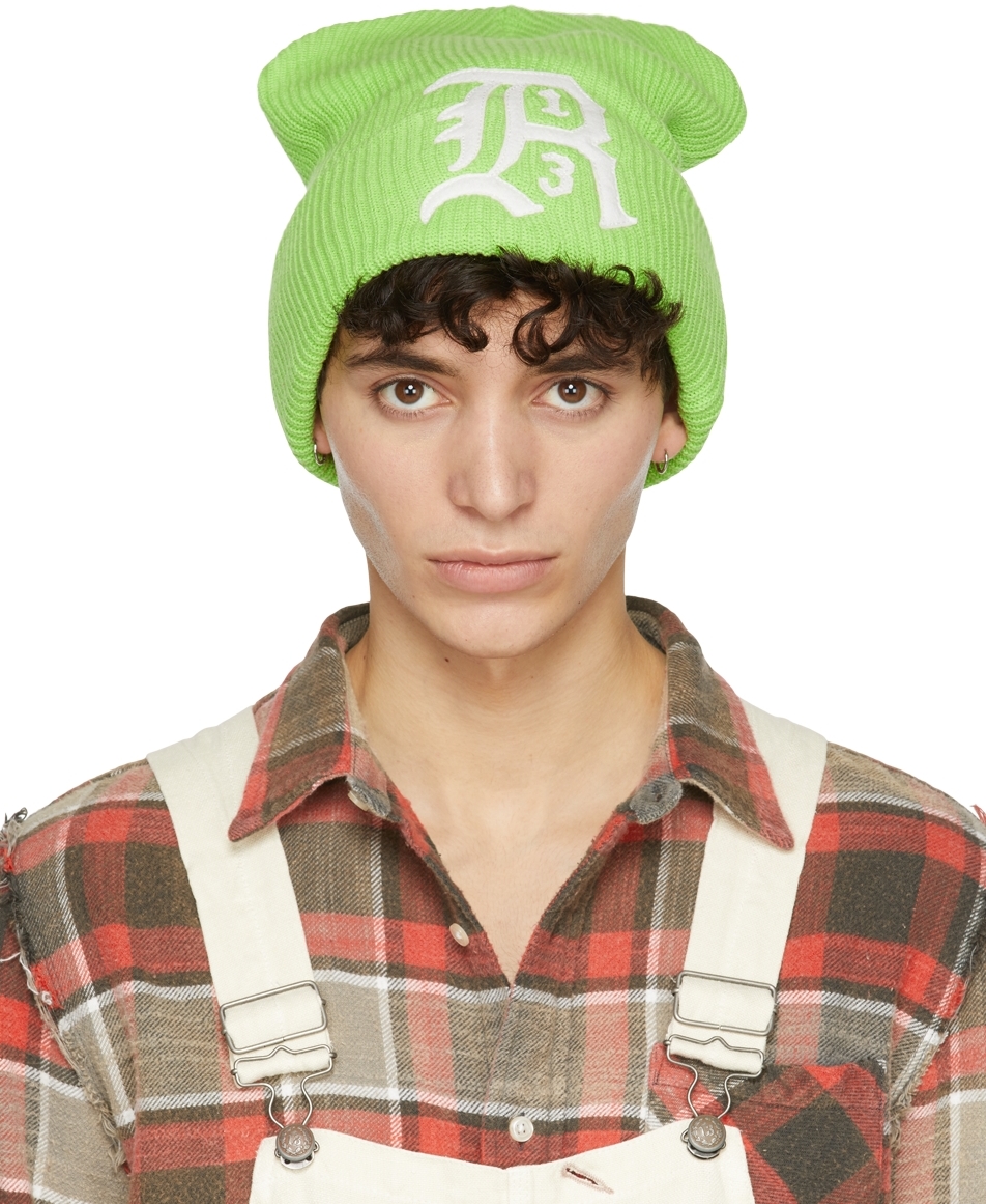 R13 Green Summer R13 Beanie Hat Smart Closet