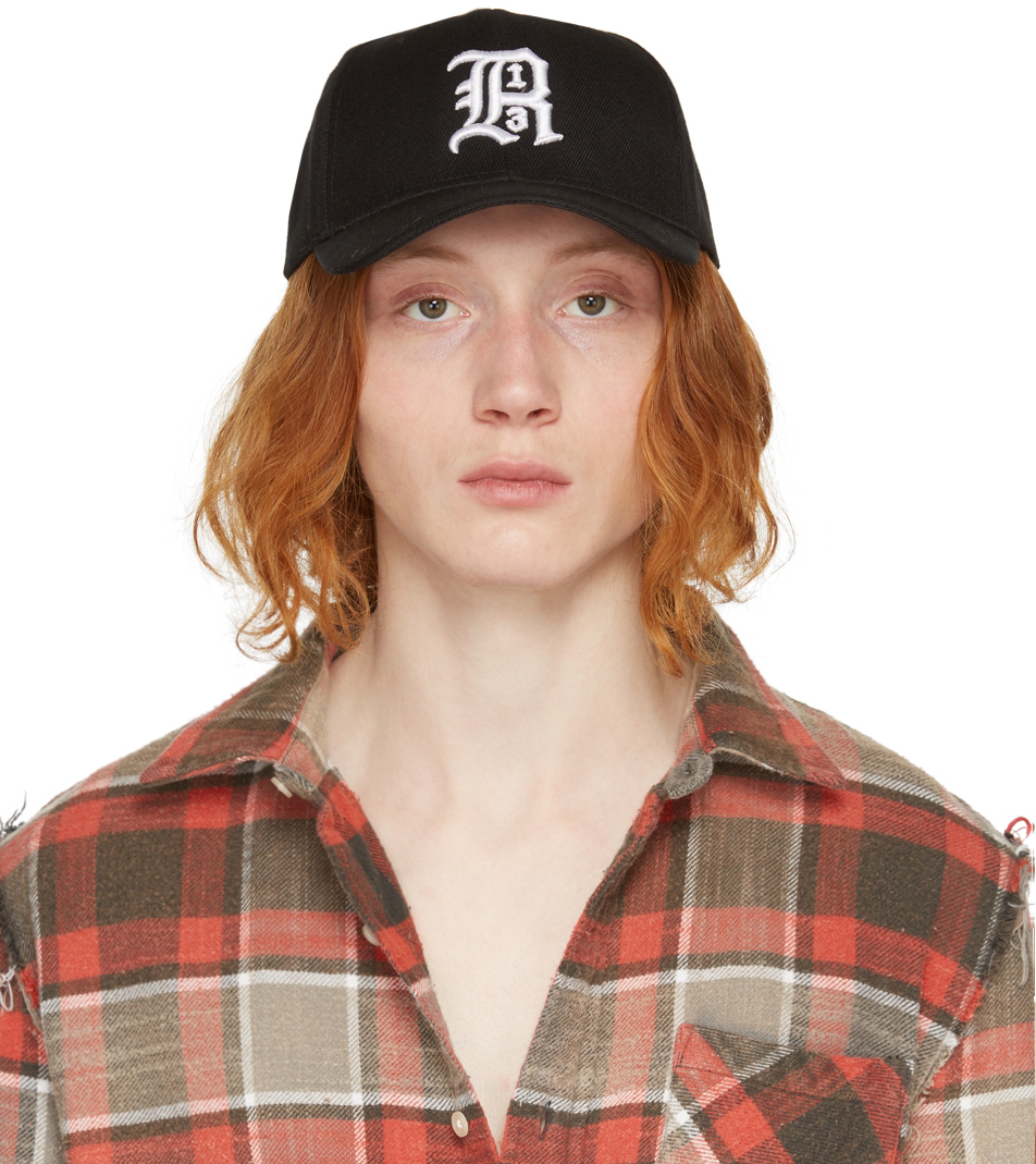 r13-black-baseball-cap-in-black-w-white-modesens