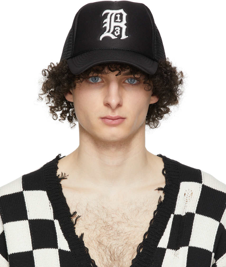 R13: Black Logo Trucker Cap | SSENSE