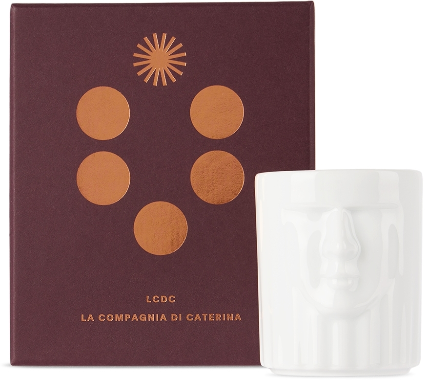 Ginori 1735 La Dama Small Orange Renaissance Candle In Glazed White/ Flamin