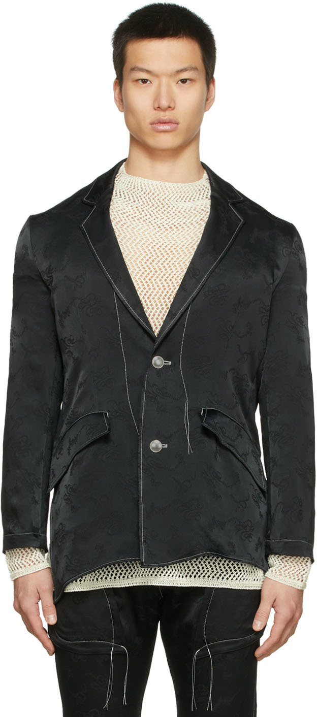 Black Stitch Two-Button Blazer