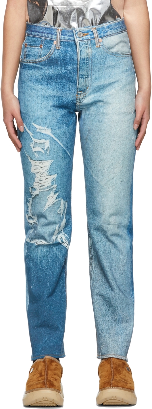 Blue Photo Print Jeans