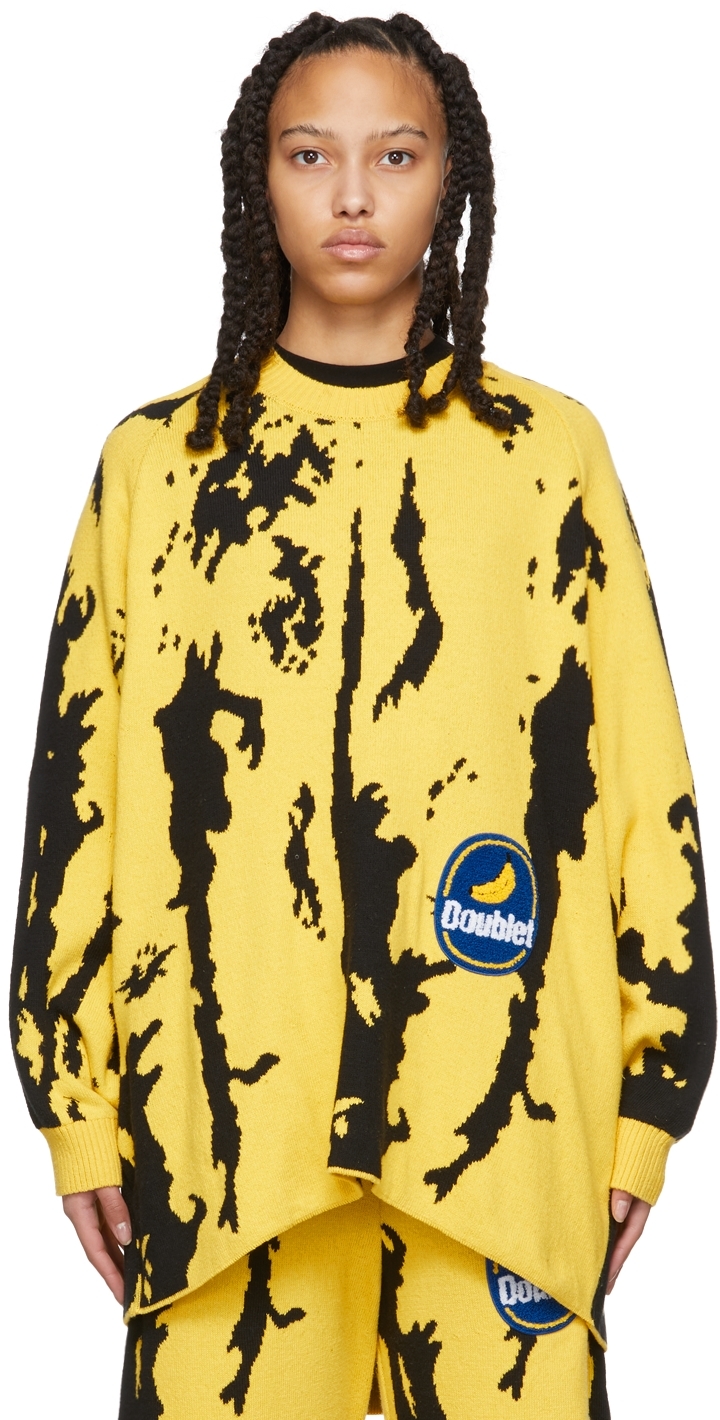 doublet: Yellow & Black Jacquard Banana Sweater | SSENSE