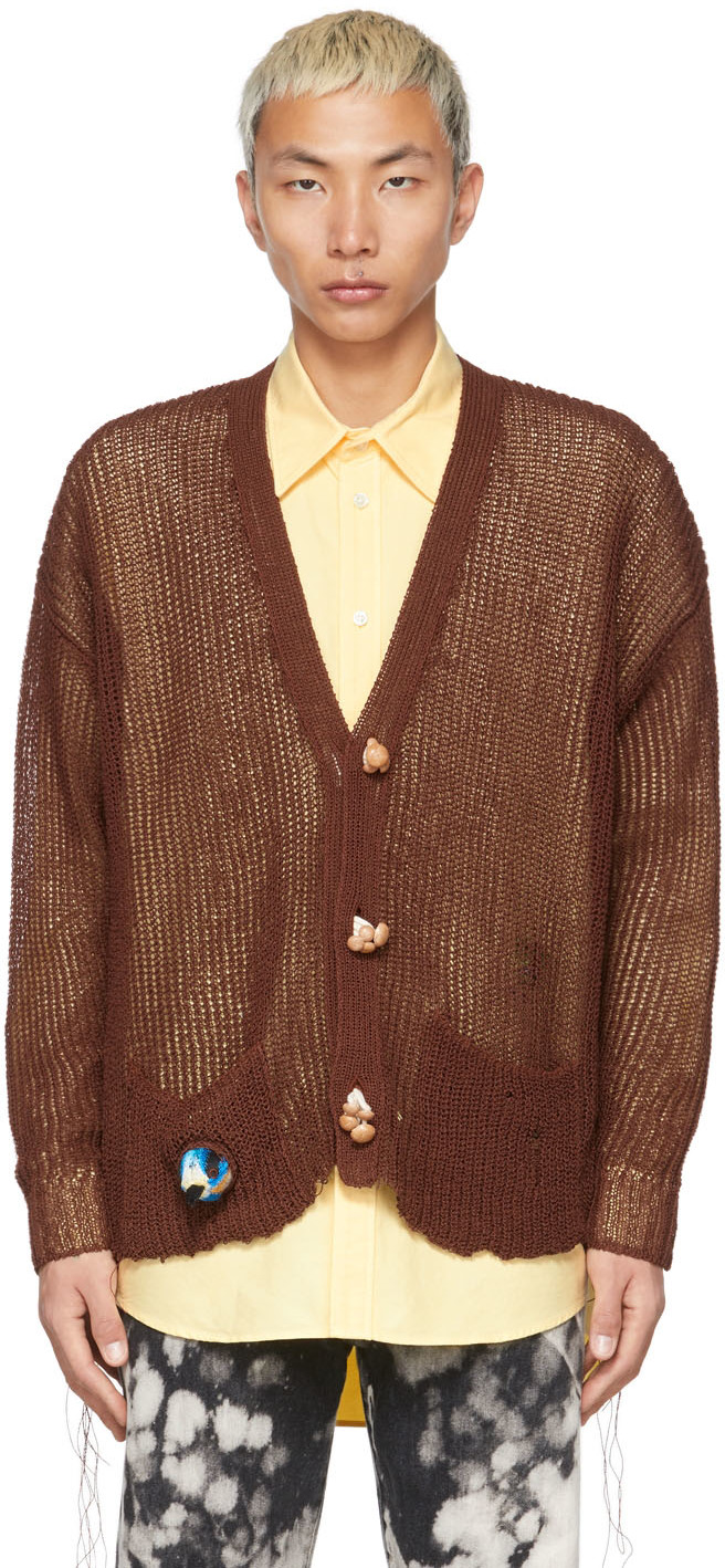 Doublet Brown Wood Yarn Cardigan | Smart Closet