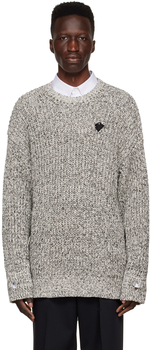 Ader Error Gray Peep Sweater In Grey