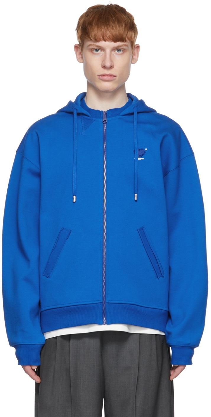 ADER error: Blue Twin Heart Hoodie | SSENSE Canada