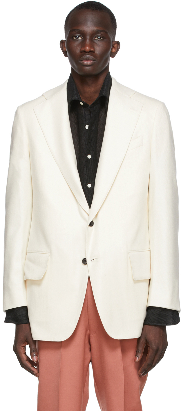 Factor's SSENSE Exclusive Off-White Wool & Cashmere Single Breasted Blazer
