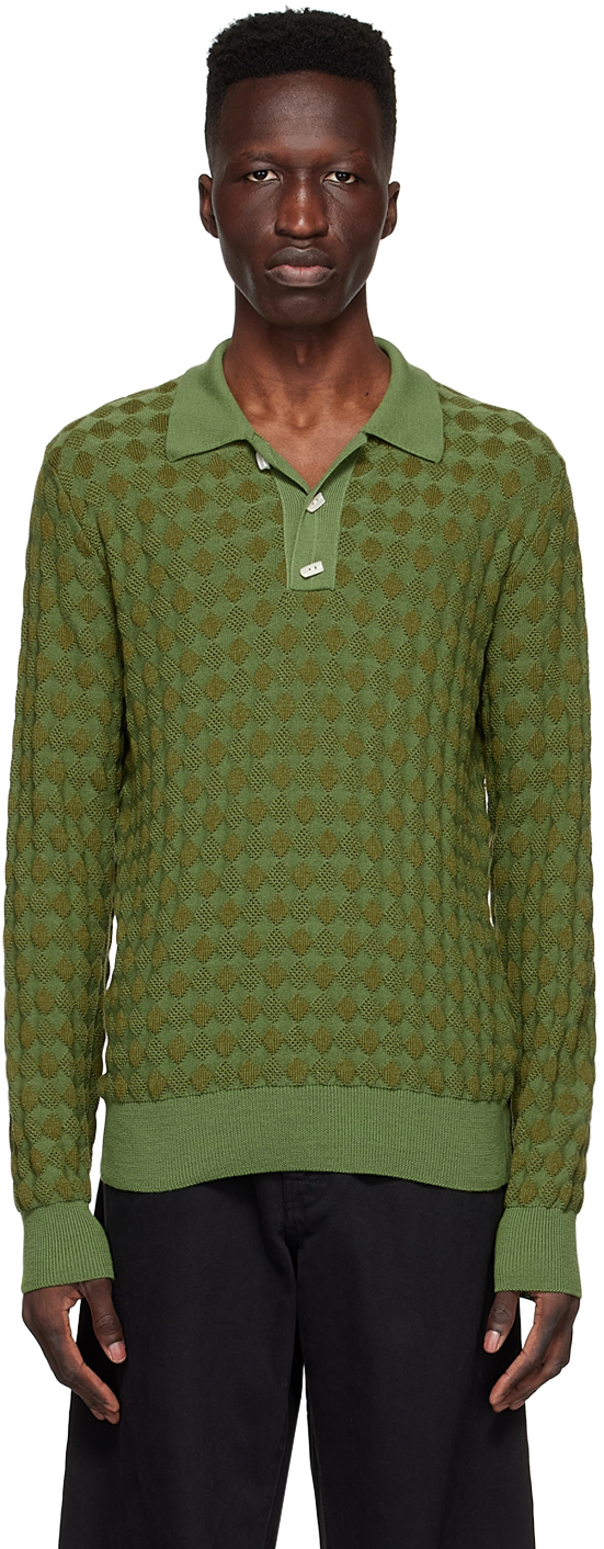 Namacheko Green Merino Wool Polo | ModeSens