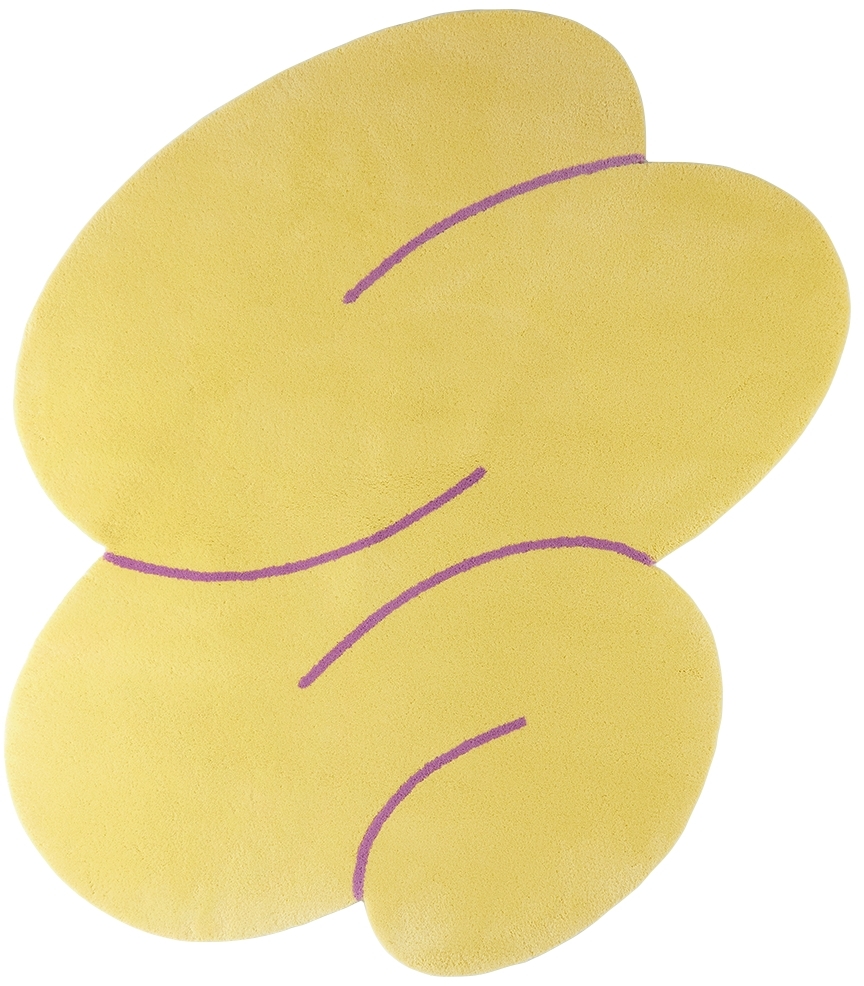 Okej Ssense Exclusive Yellow Squiggle Rug In Butter