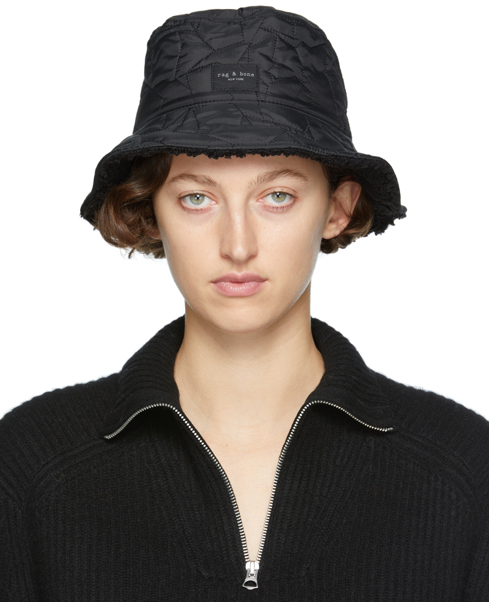rag & bone Black Reversible Addison Bucket Hat