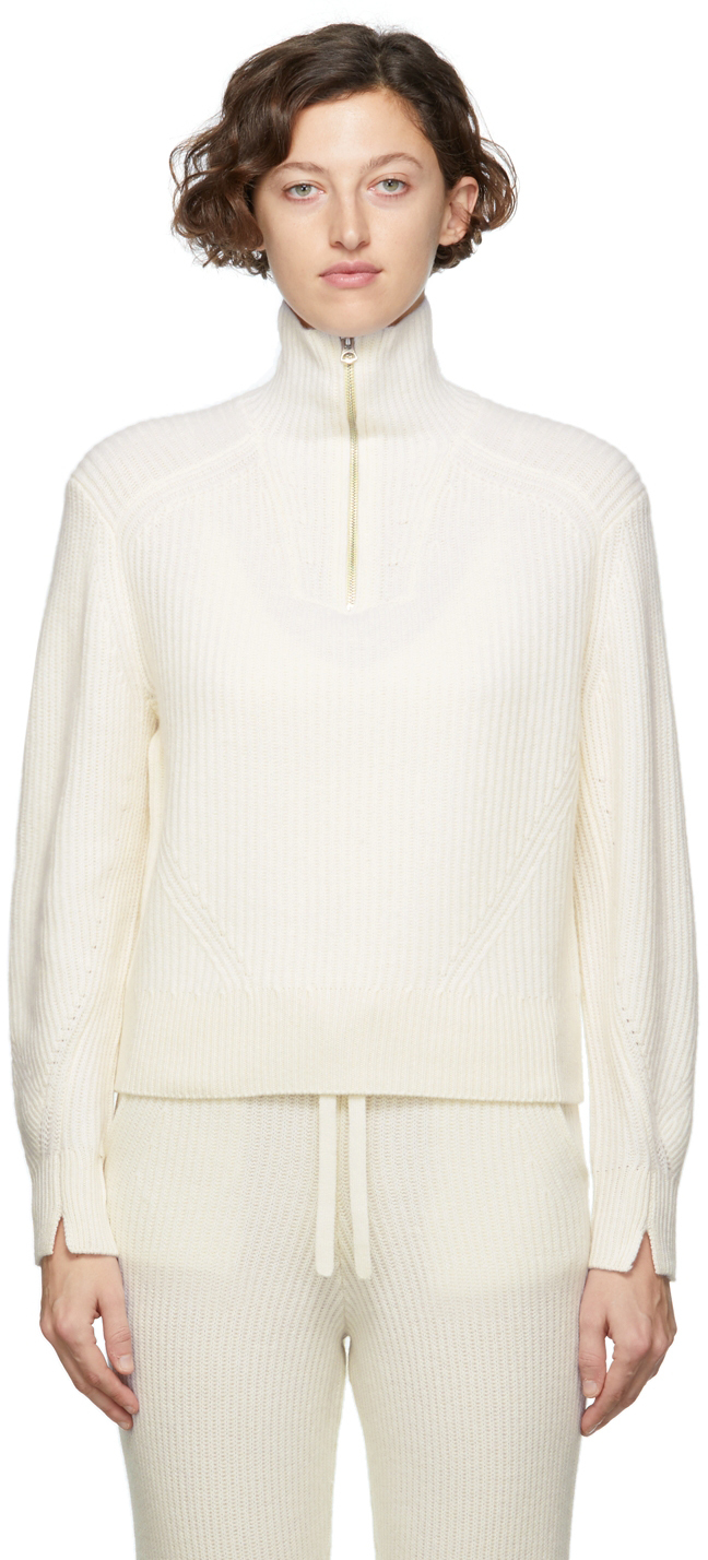 rag u0026 bone: White Pierce Cashmere Half-Zip Sweatshirt | SSENSE UK