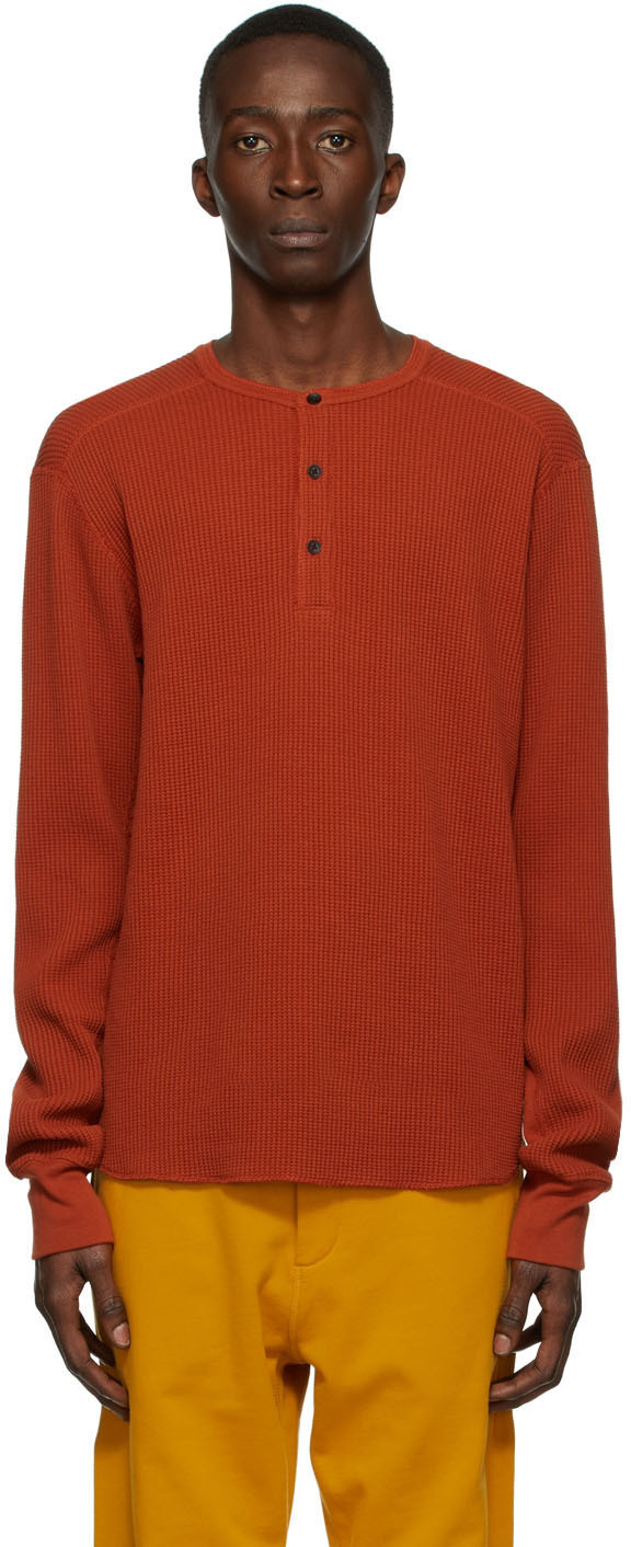 RAG & BONE ORANGE WAFFLE DEVON HENLEY