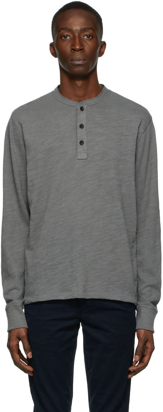 Grey Classic Henley by rag \u0026 bone on Sale