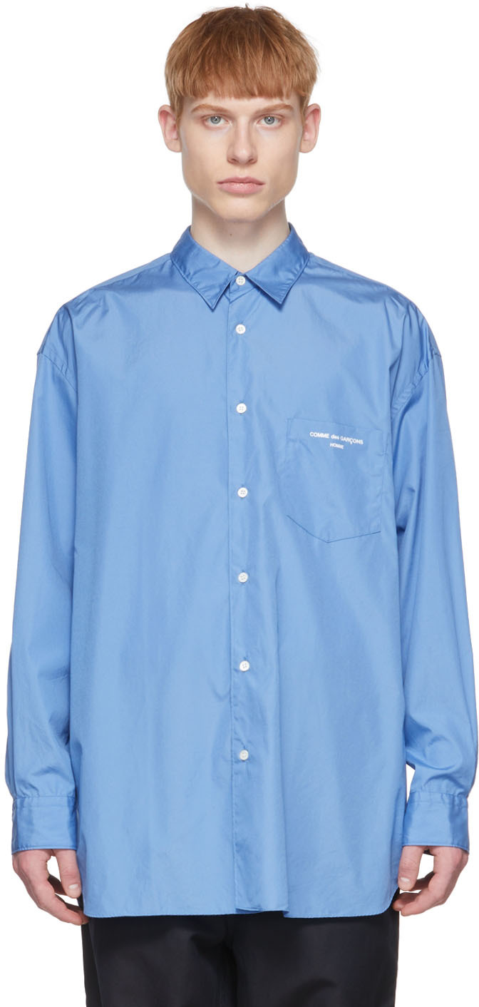 Comme des Garçons Homme: Blue Cotton Shirt | SSENSE