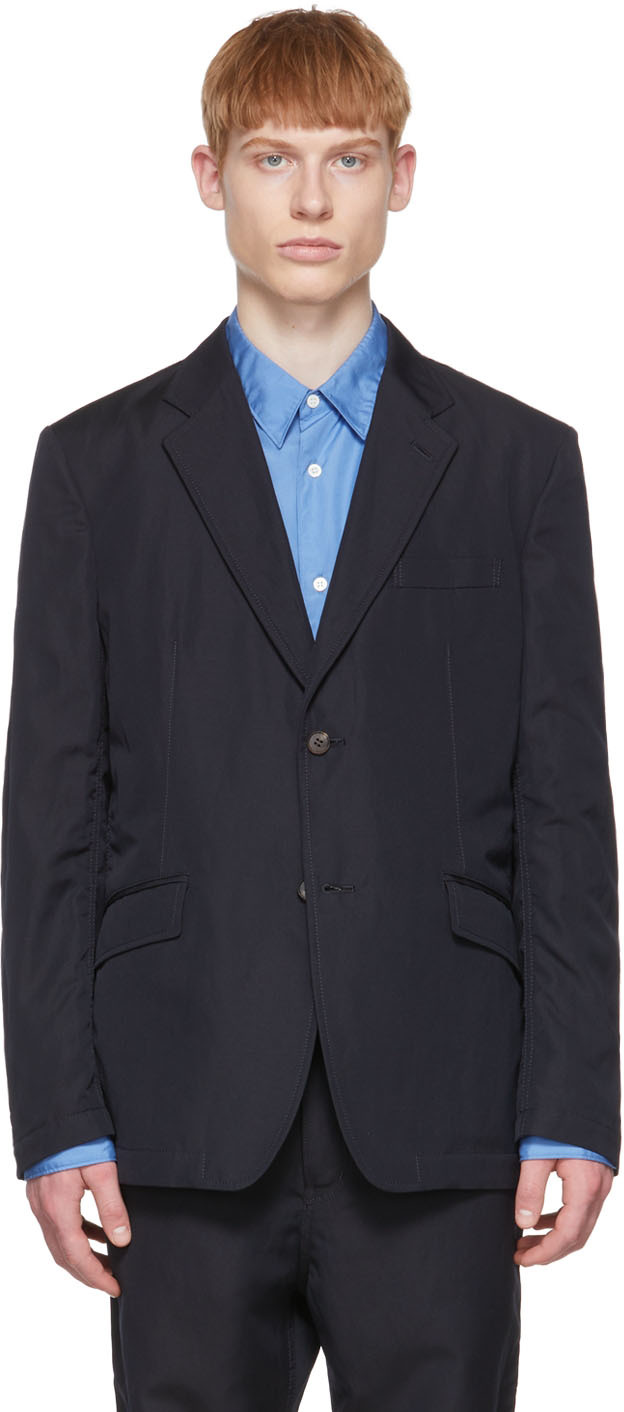 Comme des Garçons Homme: Navy Wool Blazer | SSENSE