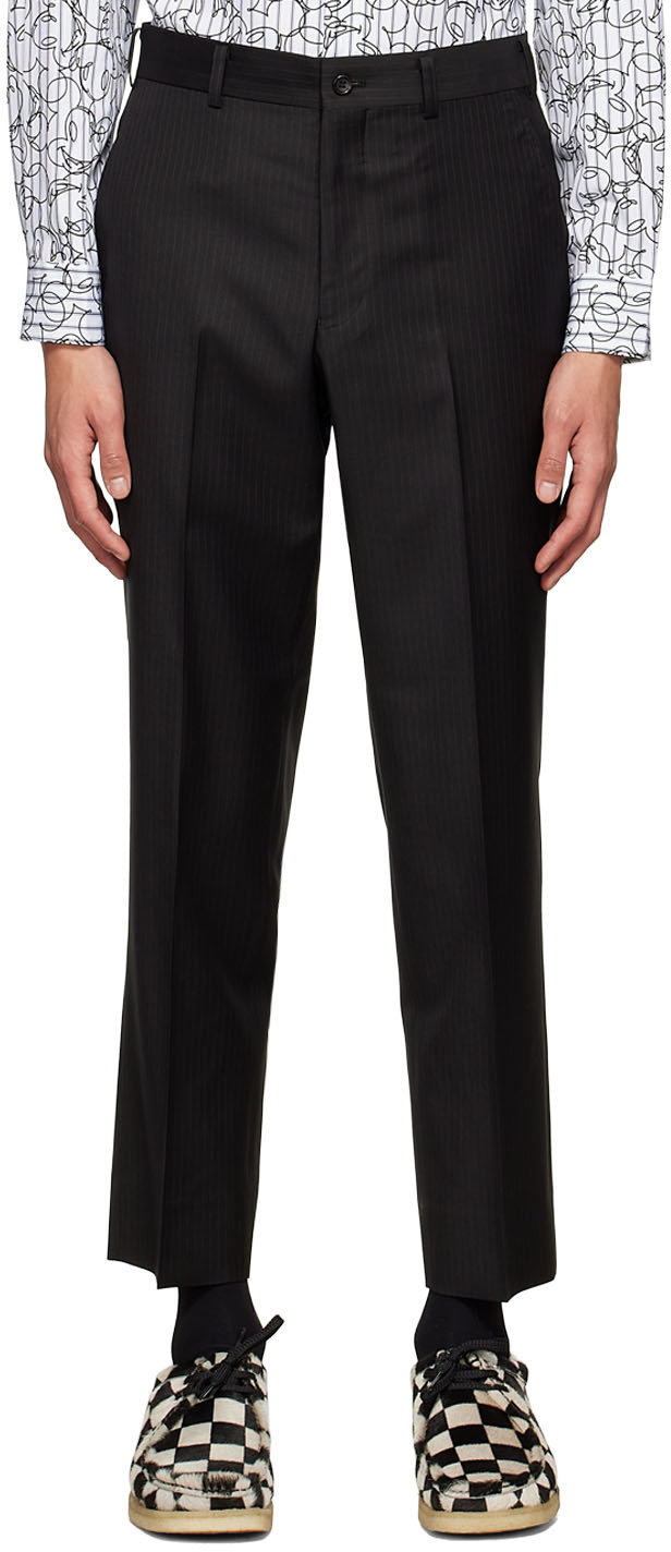 Black Wool Trousers by Comme des Garçons Homme Deux on Sale