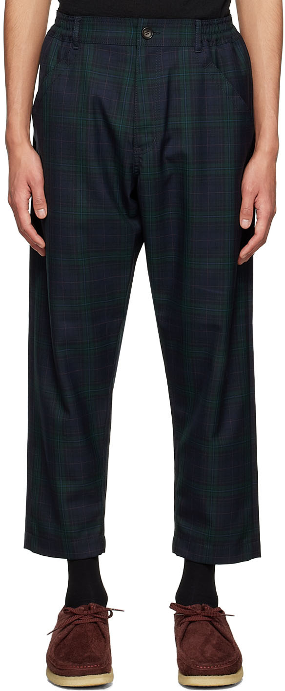 Navy Wool & Polyester Trousers