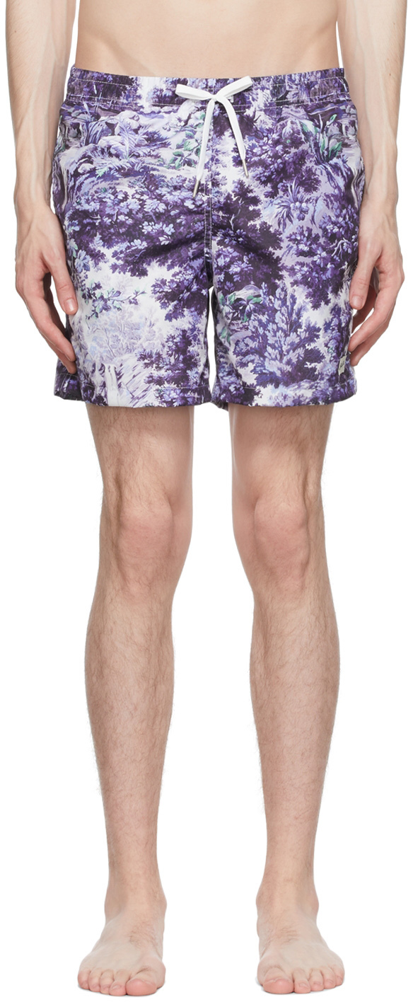 Ssense Uomo Sport & Swimwear Costumi da bagno Pantaloncini da bagno Green & Purple Pool Shark Swim Shorts 