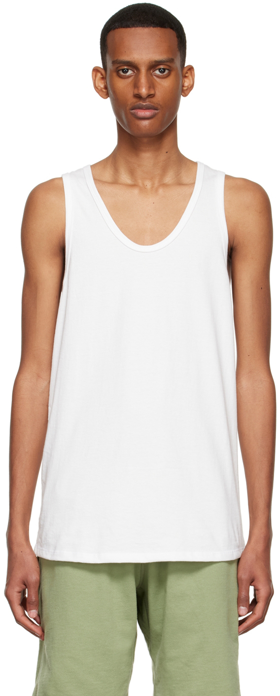 White Organic Cotton Tank Top by Bather on Sale