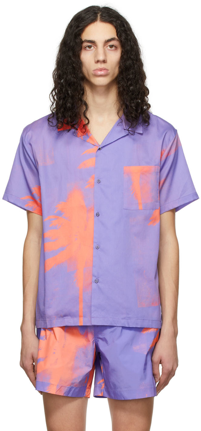 Purple & Orange Palm Camp Shirt by Double Rainbouu on Sale