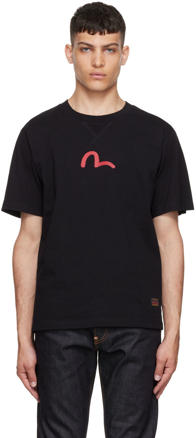 Evisu: Black Cotton T-Shirt | SSENSE Canada