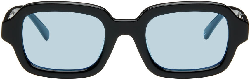 Bonnie Clyde Black Shy Guy Sunglasses In Black-blue