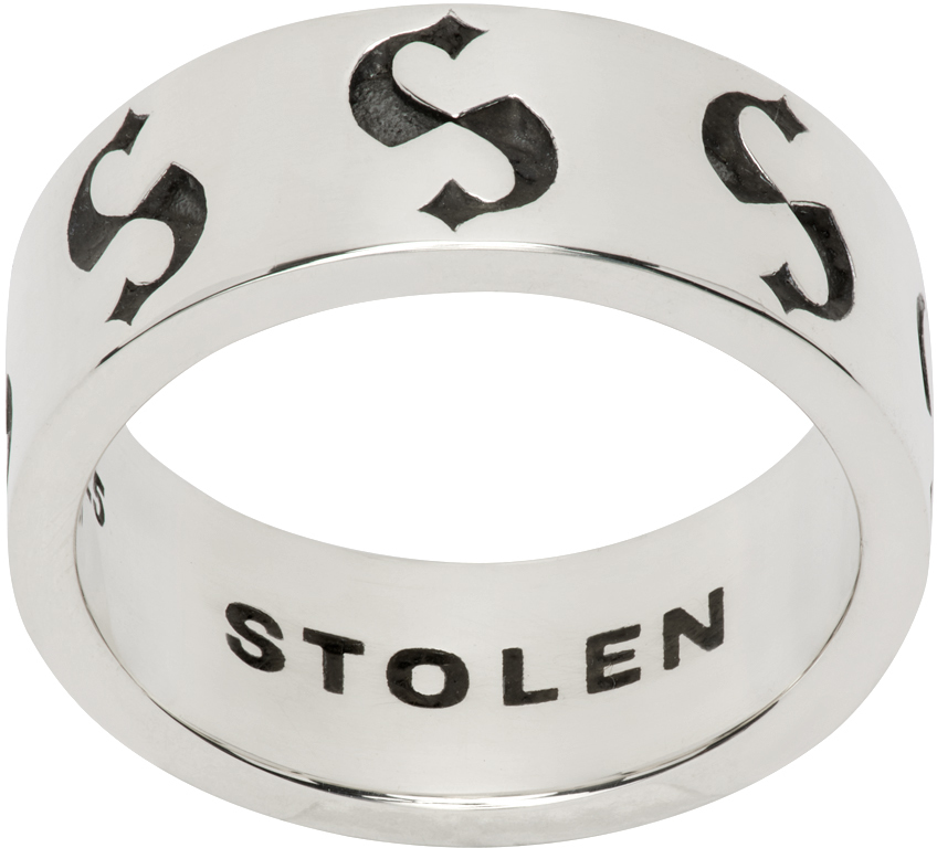 Silver Narrow S-Logo Imprint Ring