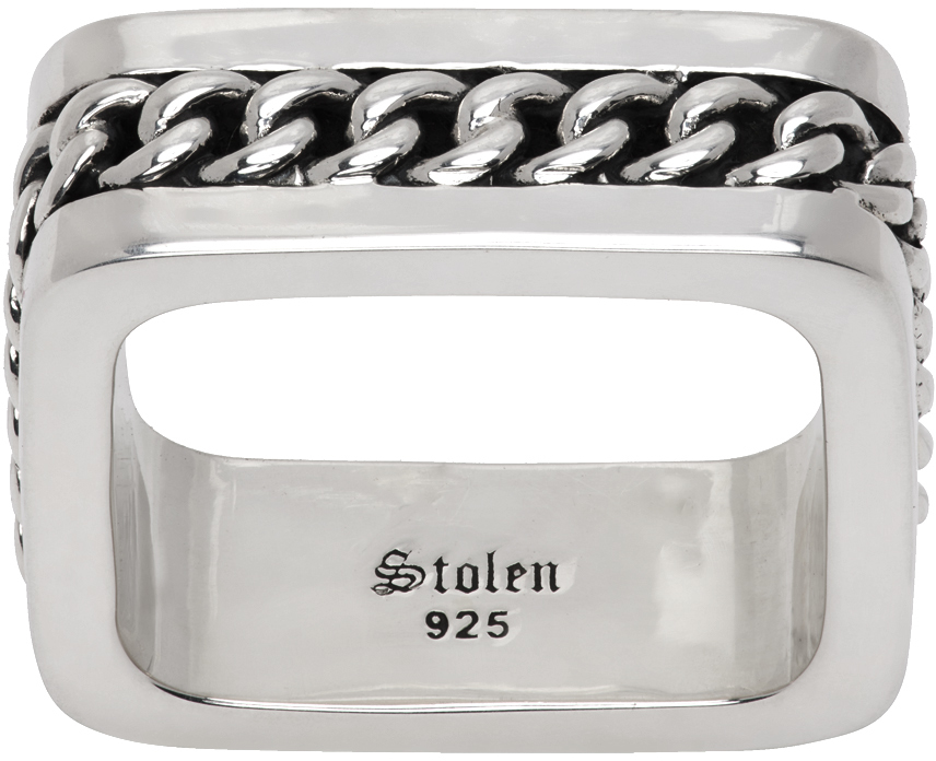 Silver Sunken Chain Ring