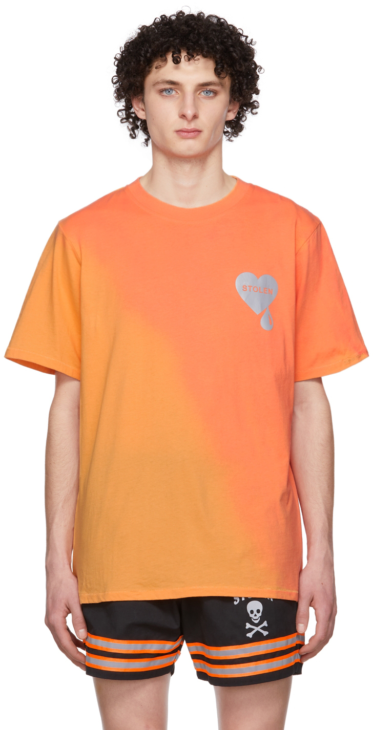 Stolen Girlfriends Club: Orange Crying Heart T-Shirt | SSENSE Canada