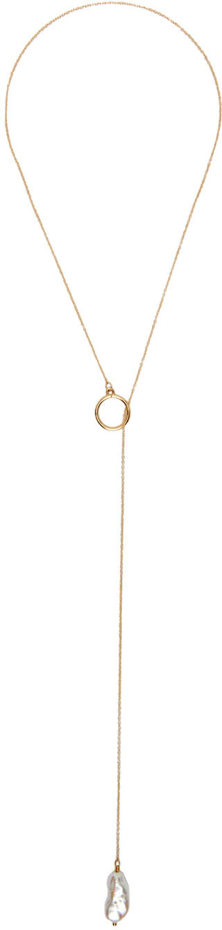 FARIS SSENSE Exclusive Gold Perla Lariat Necklace
