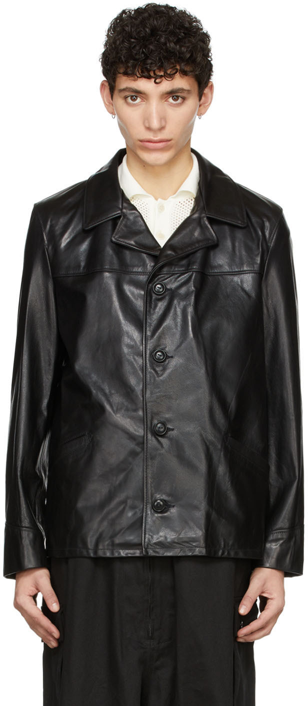Schott: Black Car Leather Jacket | SSENSE
