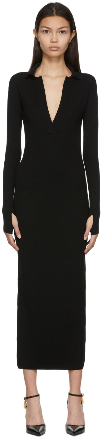 TOM FORD: Black Wool Polo Long Dress | SSENSE