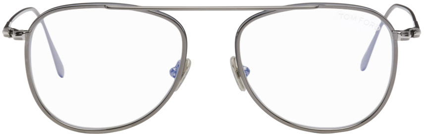 TOM FORD Silver Metal Round Glasses