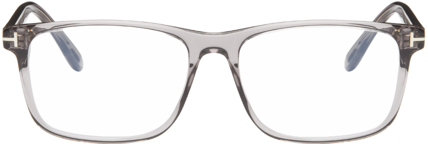 Gray Blue Block Square Glasses