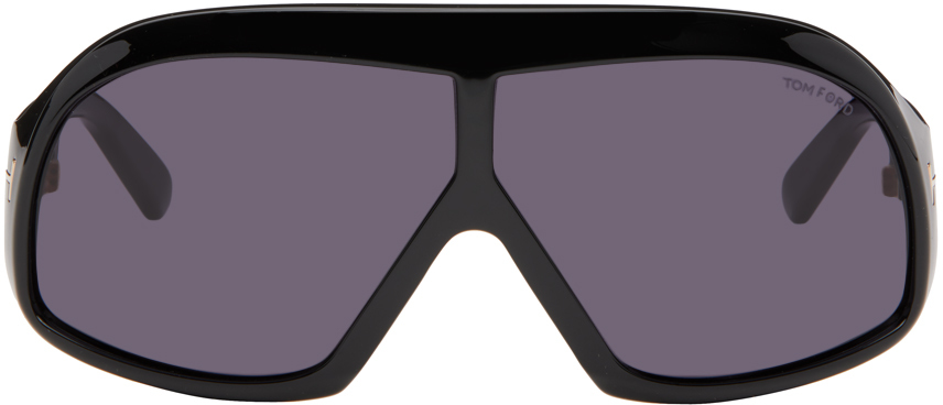 Tom Ford Black Cassius Sunglasses In 01a Shiny Black / Sm