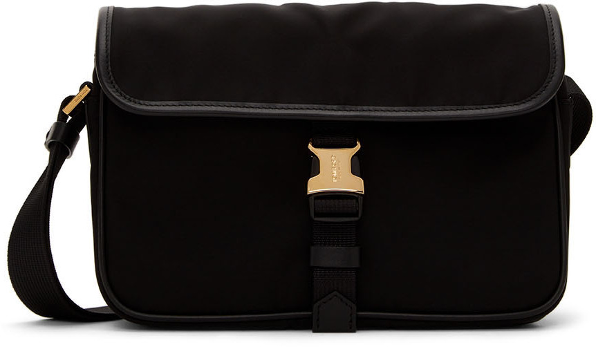 TOM FORD: Black Mini Buckle Messenger Bag | SSENSE