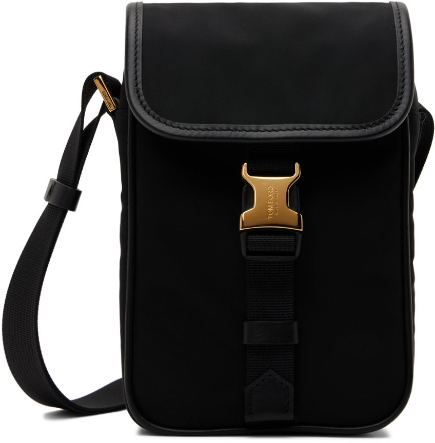 TOM FORD: Black Nylon Buckle Messenger Bag | SSENSE