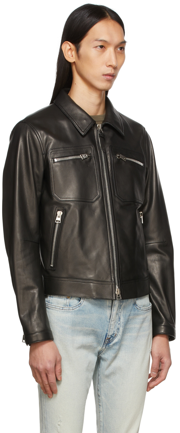 TOM FORD Black Regular-Fit Icon Calfskin Jacket | Smart Closet