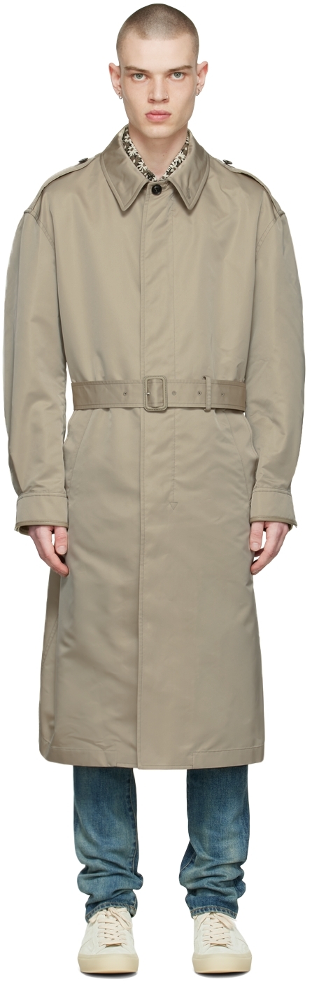 TOM FORD: Beige Polyester Trench Coat | SSENSE