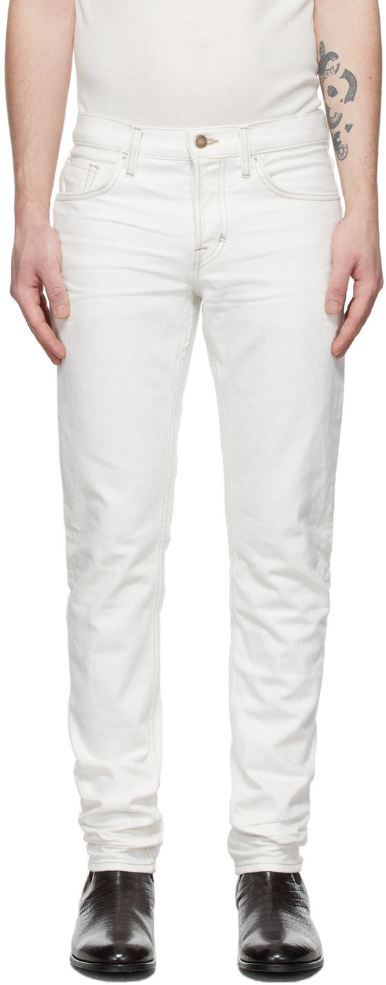 TOM FORD: White Selvedge Slim Jeans | SSENSE