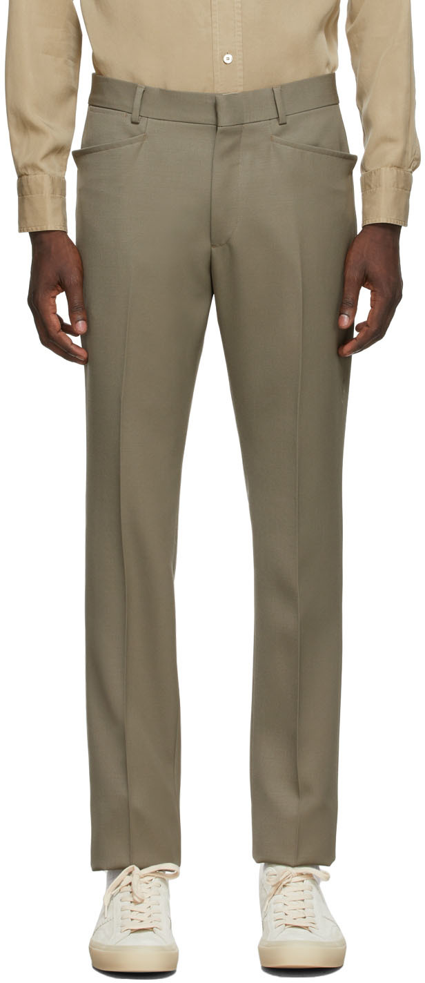 TOM FORD Green Wool Gabardine Atticus Trousers | Smart Closet